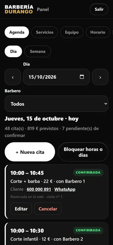 El panel en el móvil: Para mirarlo entre corte y corte