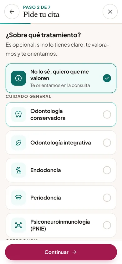 Paso 2 · Tratamiento: Opcional: «No lo sé» también vale