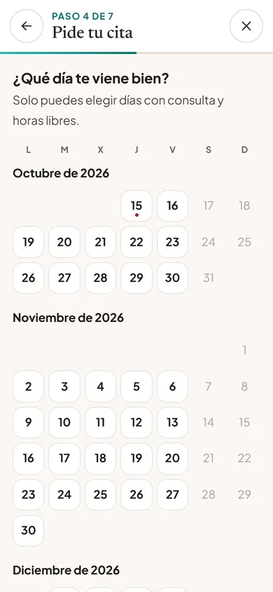 Paso 4 · Día: Solo días de consulta